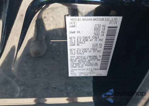 2025 Infiniti Qx60 Luxe Awd from USA, damaged, VIN 5N1AL1FS1SC333766